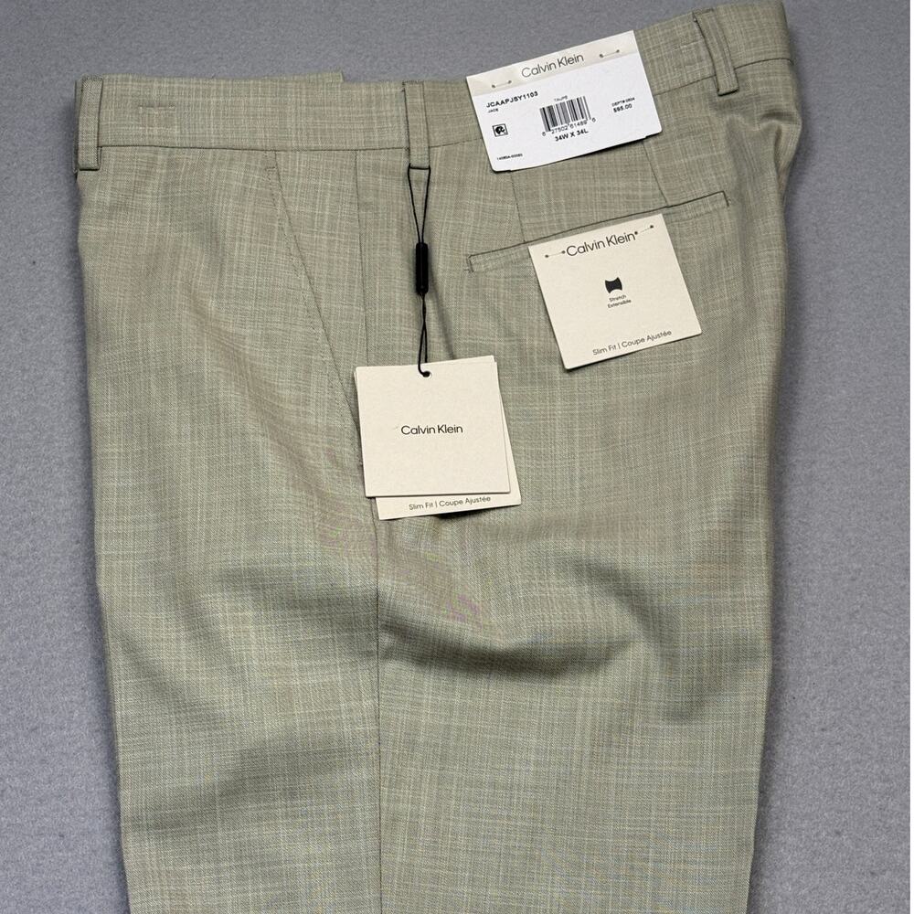 Calvin Klein Men's Slim-Fit Dress Pants - Taupe 34x34 $95